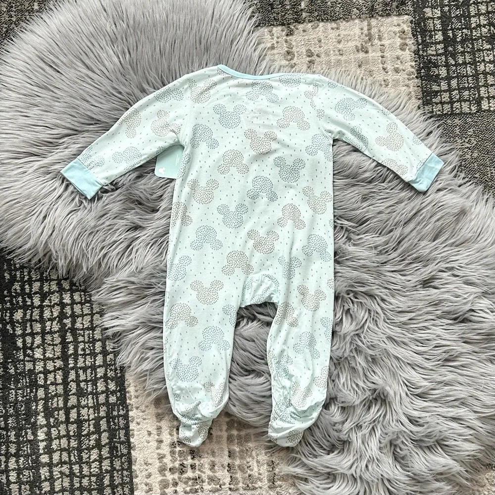 Disney Baby Blue Mickey Designed‎ Bamboo Zippy Footed 3-6 Month Jammy NWT